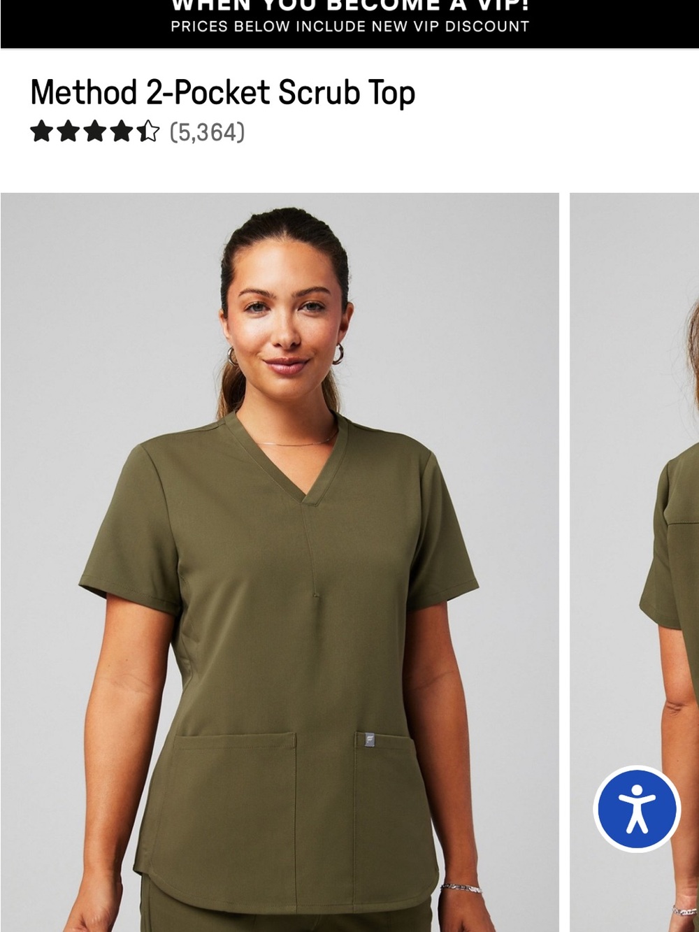 Fabletics Method Short Sleeve Scrub Top in Olive